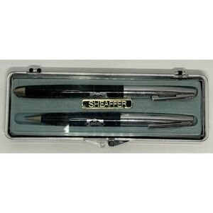 Sheaffer Blaw Knox Pen And Mechanical Pencil Set ‎ Black And Silver Tone 80s VTG